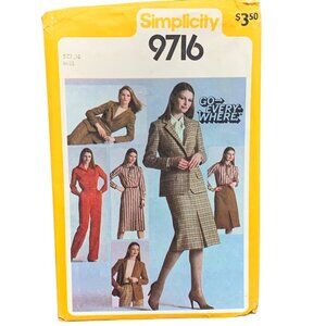 Simplicity 9716 Miss Size 16 Pattern - Look Like a Boss in Plaid Stripes and Pan